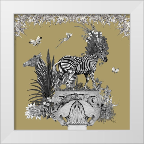 Livoris Feritas Zebra Design, Square White Modern Wood Framed Art Print by Fab Funky