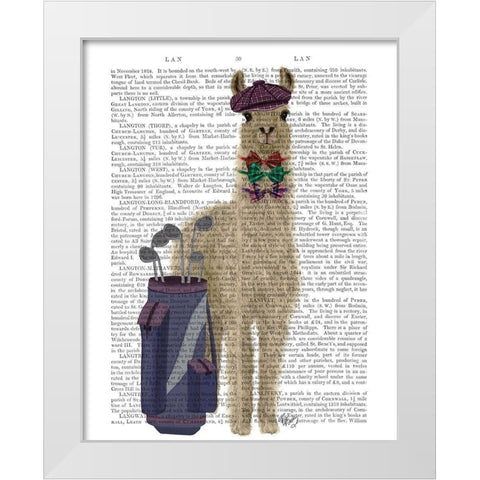 Llama Golfing Book Print White Modern Wood Framed Art Print by Fab Funky