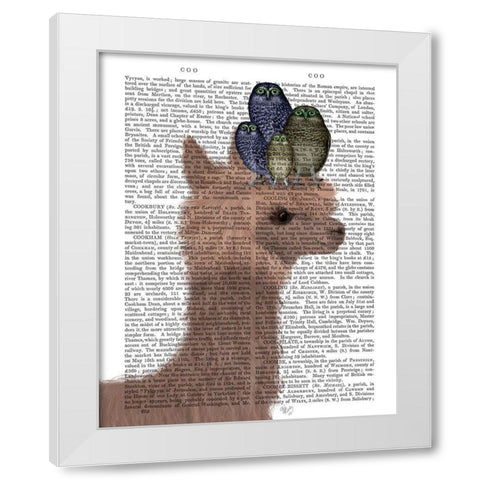 Llama Owls, Portrait Book Print White Modern Wood Framed Art Print by Fab Funky
