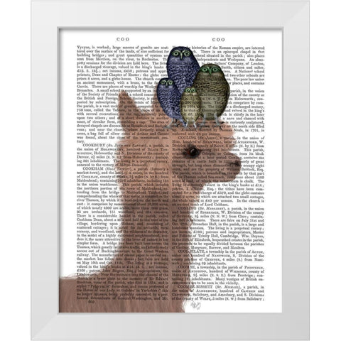 Llama Owls, Portrait Book Print White Modern Wood Framed Art Print by Fab Funky
