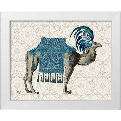 Niraj Camel, Blue White Modern Wood Framed Art Print by Fab Funky