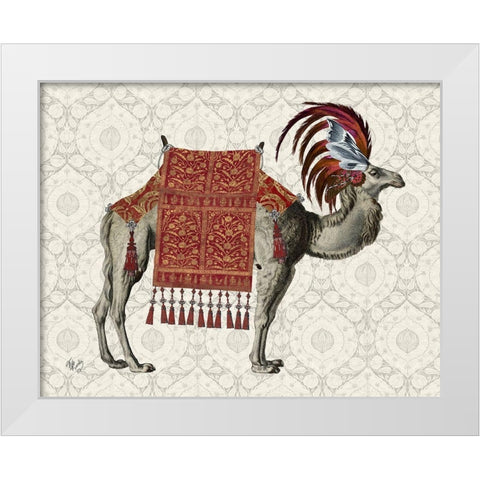 Niraj Camel, Red White Modern Wood Framed Art Print by Fab Funky