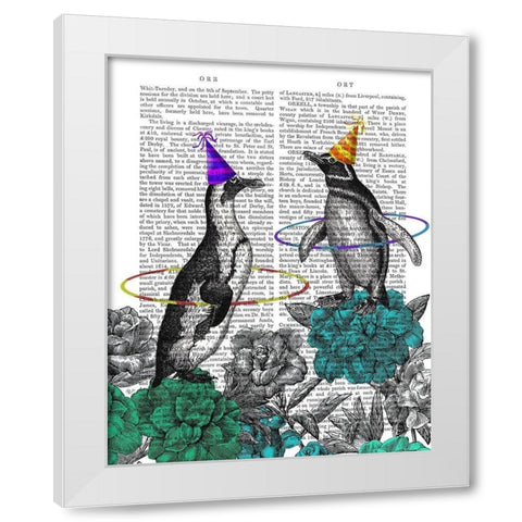 Party Penguins Book Print White Modern Wood Framed Art Print by Fab Funky