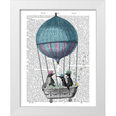 Penguins in Balloon Bath Book Print White Modern Wood Framed Art Print by Fab Funky