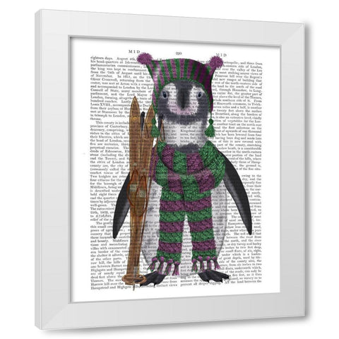 Penguin Skis Book Print White Modern Wood Framed Art Print by Fab Funky