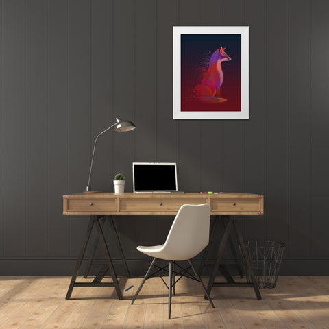 Red Fox White Modern Wood Framed Art Print by Fab Funky