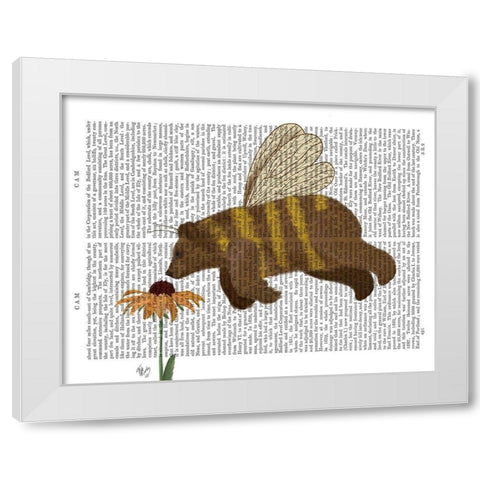 Bear Bee Book Print White Modern Wood Framed Art Print by Fab Funky