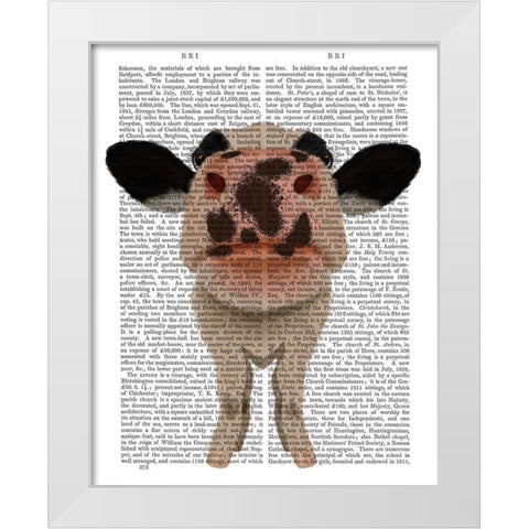 Nosey Cow 1 Book Print White Modern Wood Framed Art Print by Fab Funky
