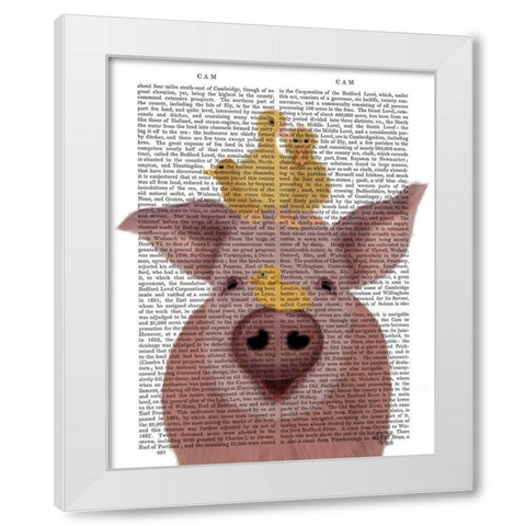 Pig and Ducklings Book Print White Modern Wood Framed Art Print by Fab Funky