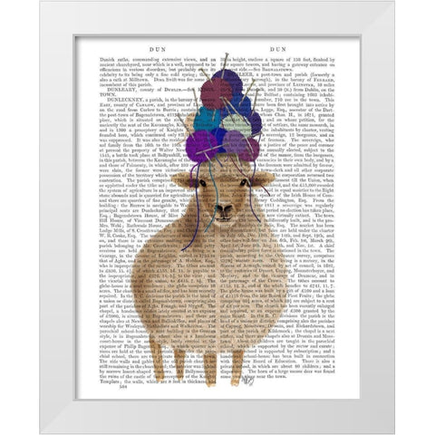 Sheep with Wool Hat, Full Book Print White Modern Wood Framed Art Print by Fab Funky