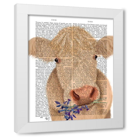 Cow Cream, Bluebells Book Print White Modern Wood Framed Art Print by Fab Funky