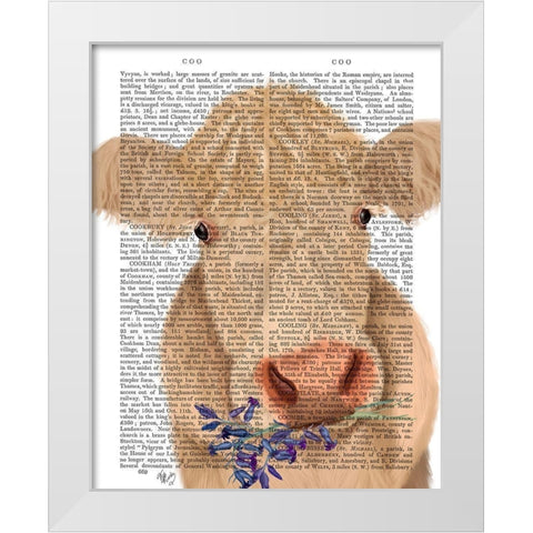 Cow Cream, Bluebells Book Print White Modern Wood Framed Art Print by Fab Funky