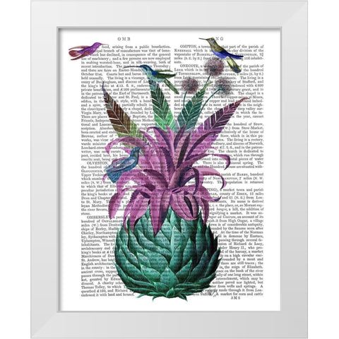 Tropical Artichoke Book Print White Modern Wood Framed Art Print by Fab Funky
