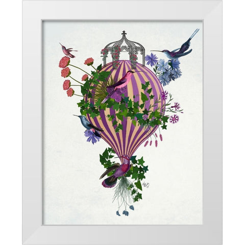 Bird Balloon 1 White Modern Wood Framed Art Print by Fab Funky