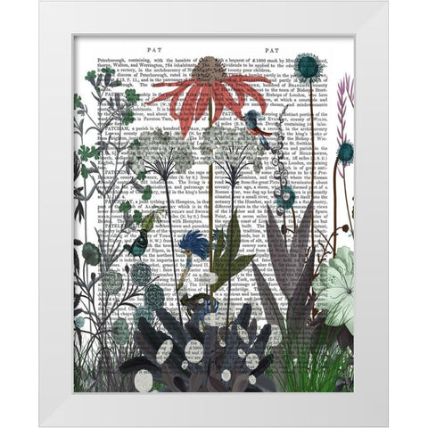 Wildflower Bloom, Ostrich Book Print White Modern Wood Framed Art Print by Fab Funky