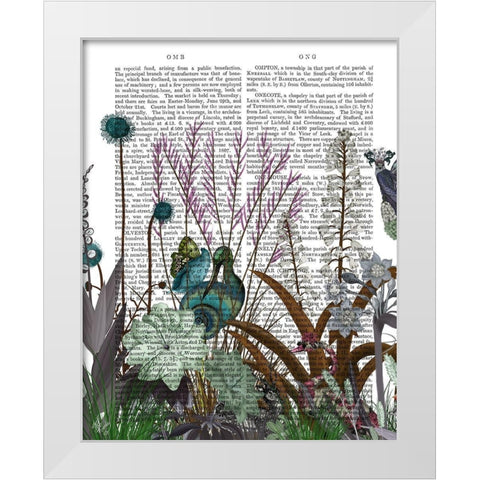 Wildflower Bloom, Snail Bird Book Print White Modern Wood Framed Art Print by Fab Funky