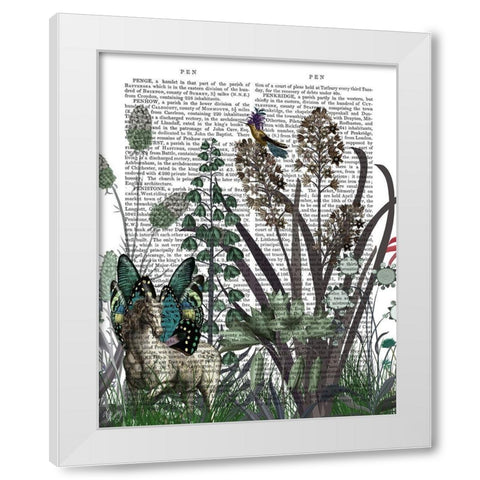 Wildflower Bloom, Horse Book Print White Modern Wood Framed Art Print by Fab Funky