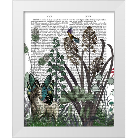 Wildflower Bloom, Horse Book Print White Modern Wood Framed Art Print by Fab Funky
