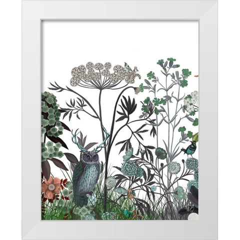 Wildflower Bloom, Owl White Modern Wood Framed Art Print by Fab Funky