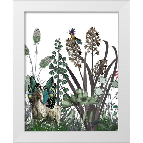 Wildflower Bloom, Horse White Modern Wood Framed Art Print by Fab Funky