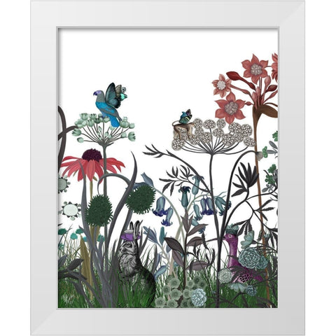 Wildflower Bloom, Rabbit White Modern Wood Framed Art Print by Fab Funky
