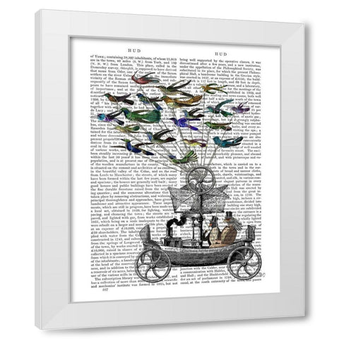 Bird Boat Book Print White Modern Wood Framed Art Print by Fab Funky