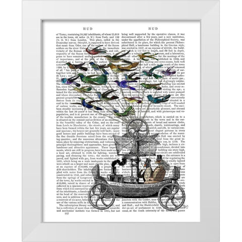 Bird Boat Book Print White Modern Wood Framed Art Print by Fab Funky