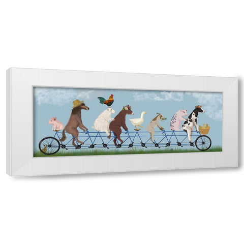 Tandem Farm Animals White Modern Wood Framed Art Print by Fab Funky