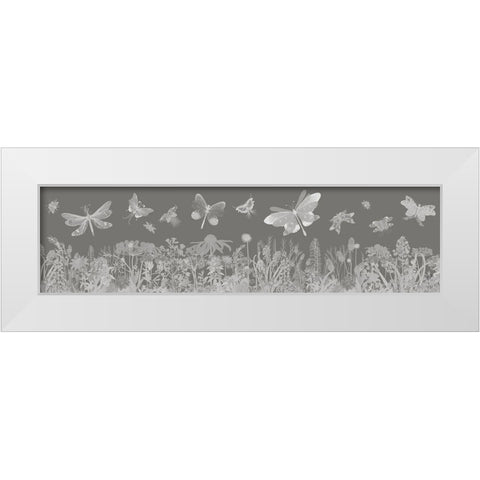 Flutterbies White Modern Wood Framed Art Print by Fab Funky
