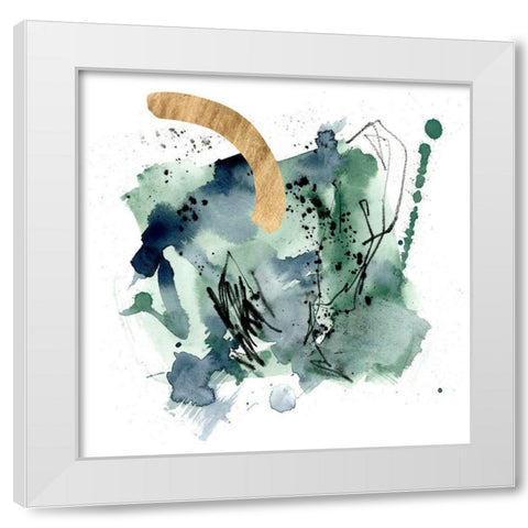 Green Splash Abstract I White Modern Wood Framed Art Print by Parker, Jennifer Paxton