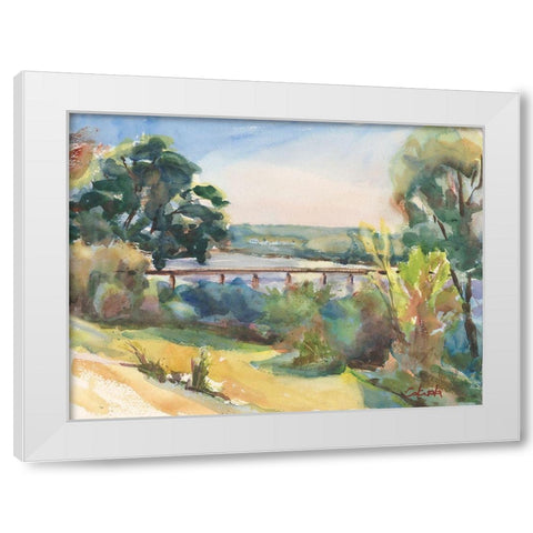 Connecticut River Railroad Bridge White Modern Wood Framed Art Print by Calcasola, Stephen