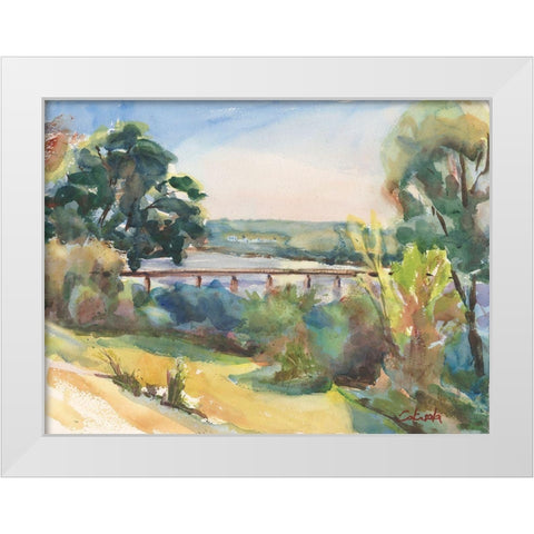 Connecticut River Railroad Bridge White Modern Wood Framed Art Print by Calcasola, Stephen