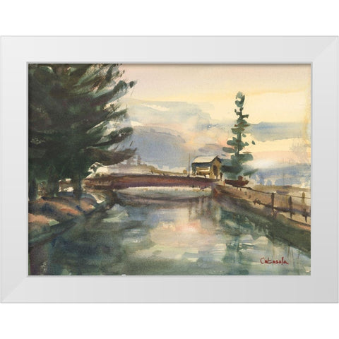 Mill Canal Springfield Massachusetts White Modern Wood Framed Art Print by Calcasola, Stephen