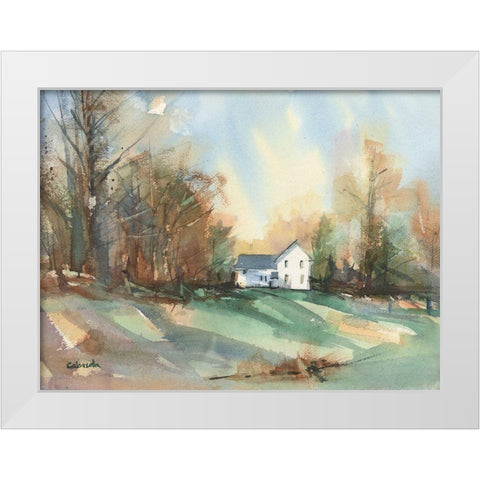 Back Road Bungalow White Modern Wood Framed Art Print by Calcasola, Stephen