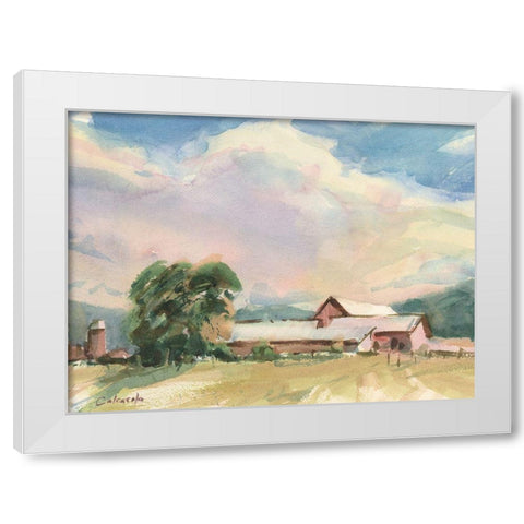 Elm Knoll Farm White Modern Wood Framed Art Print by Calcasola, Stephen