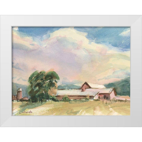 Elm Knoll Farm White Modern Wood Framed Art Print by Calcasola, Stephen
