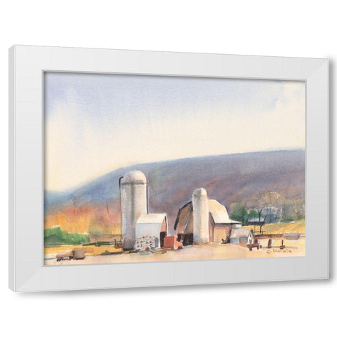 Farm in Ithaca NY White Modern Wood Framed Art Print by Calcasola, Stephen