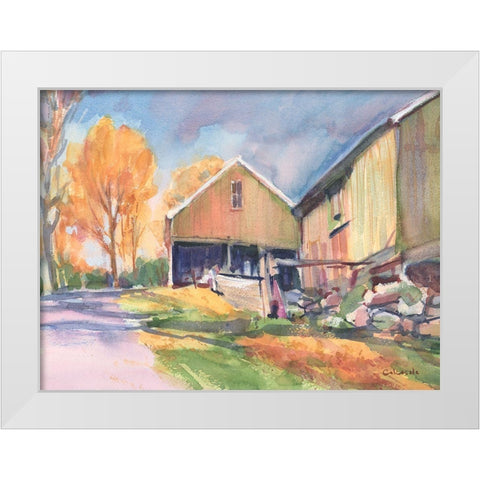 Country Road White Modern Wood Framed Art Print by Calcasola, Stephen