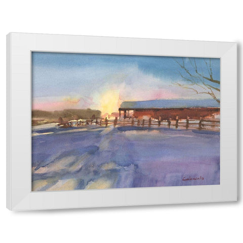 Long Barn at Sunset White Modern Wood Framed Art Print by Calcasola, Stephen