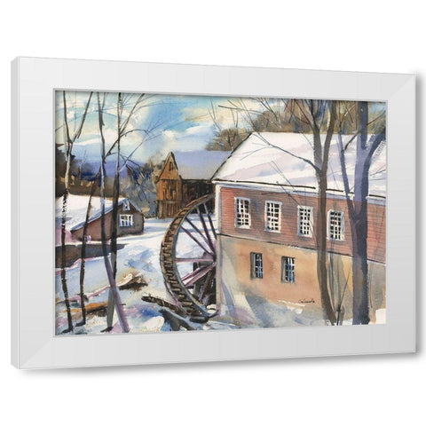 The Old Watermill White Modern Wood Framed Art Print by Calcasola, Stephen