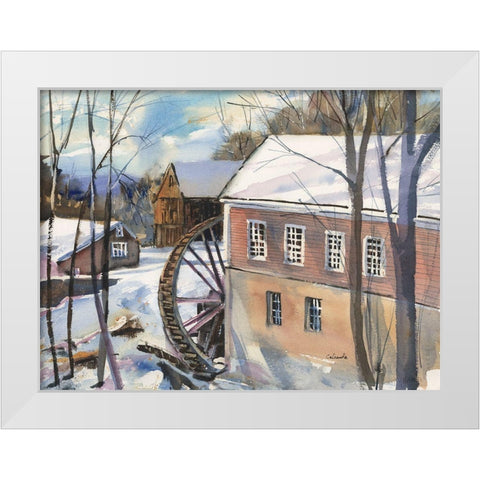 The Old Watermill White Modern Wood Framed Art Print by Calcasola, Stephen