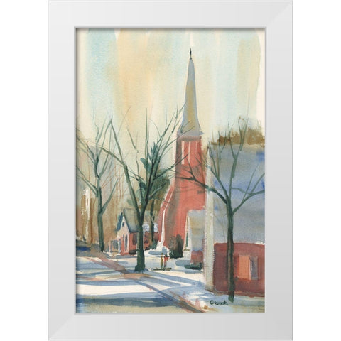 New England Main Street White Modern Wood Framed Art Print by Calcasola, Stephen