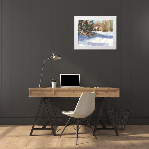 Snow Shadows White Modern Wood Framed Art Print by Calcasola, Stephen