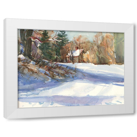 Snow Shadows White Modern Wood Framed Art Print by Calcasola, Stephen