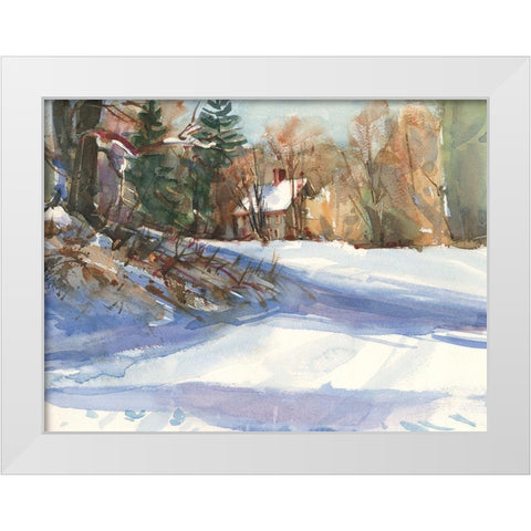 Snow Shadows White Modern Wood Framed Art Print by Calcasola, Stephen