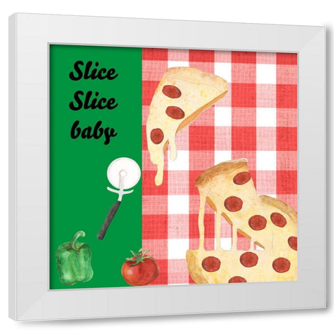 Pizza my Heart III White Modern Wood Framed Art Print by Longley, Alicia