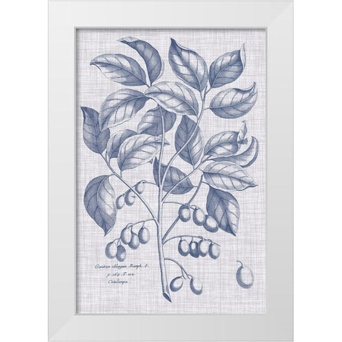 Navy And Linen Botanical II White Modern Wood Framed Art Print by Vision Studio