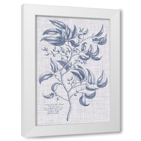 Navy And Linen Botanical III White Modern Wood Framed Art Print by Vision Studio