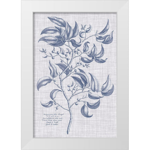 Navy And Linen Botanical III White Modern Wood Framed Art Print by Vision Studio