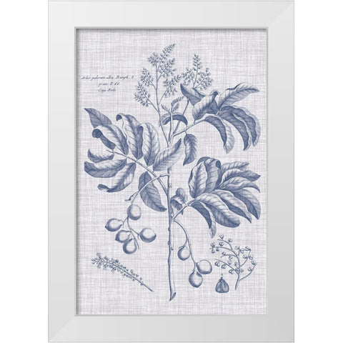 Navy And Linen Botanical IV White Modern Wood Framed Art Print by Vision Studio
